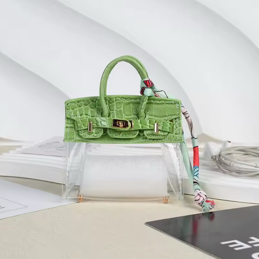 Lime Croc-Embossed Mini Top-Handle Bag with Scarf Tie